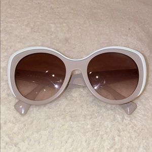Prada Pink and White 12p Cat Eye Sunglasses